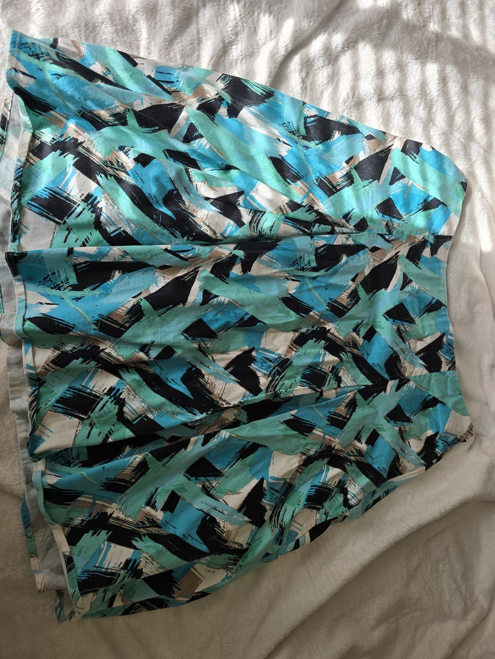 Christopher & Banks Turquoise Brushstroke A-Line Skirt - Picture 2 of 7